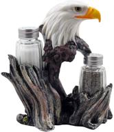 🦅 bald eagle salt & pepper shakers set – patriotic bar and kitchen decor sculptures with stand – rustic lodge tabletop decorations and wildlife bird gifts by home-n-gifts logo