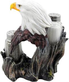 img 1 attached to 🦅 Bald Eagle Salt & Pepper Shakers Set – Patriotic Bar and Kitchen Decor Sculptures with Stand – Rustic Lodge Tabletop Decorations and Wildlife Bird Gifts by Home-n-Gifts