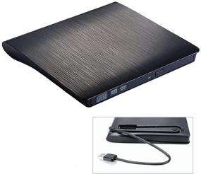 img 2 attached to 🖥️ Convenient Portable Ultra-Thin External CD Drives DVD Player: USB3.0/USB-C 2 in 1 Recorder for Windows iOS, Black [USB3.0 + USB-C Converter]