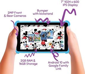 img 3 attached to 💙 Venturer Small Wonder 7" Android Kids Tablet: Disney Books, Bumper Case, Google Play, 16GB Storage & 2GB RAM (Blue)