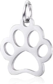 img 4 attached to 🐾 DanLingJewelry 10 pcs 304 Stainless Steel Dog Paw Print Charms - 13x12mm DIY Jewelry Making Crafts