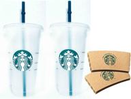 🥤 bundle set of 2 starbucks reusable venti 24 fl oz frosted ice cold drink cups with sleeves logo