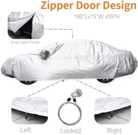 img 3 attached to 🚗 MNJ MOTOR Universal Car Cover: Ultimate Outdoor Protection for Sedans – Waterproof, Windproof, All-Weather, Scratch Resistant, UV Shield – Adjustable Buckle Straps – Fits Sedans & Wagons (177"-191")