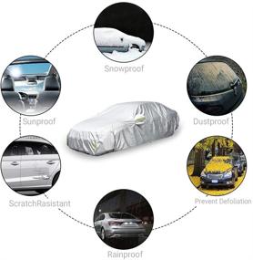 img 2 attached to 🚗 MNJ MOTOR Universal Car Cover: Ultimate Outdoor Protection for Sedans – Waterproof, Windproof, All-Weather, Scratch Resistant, UV Shield – Adjustable Buckle Straps – Fits Sedans & Wagons (177"-191")