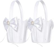 💐 cute cherish wedding flower baskets - atailove 2 pcs flower girl basket set in white logo