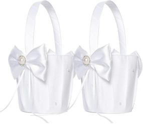img 4 attached to 💐 Cute Cherish Wedding Flower Baskets - ATAILOVE 2 Pcs Flower Girl Basket Set in White