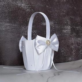 img 3 attached to 💐 Cute Cherish Wedding Flower Baskets - ATAILOVE 2 Pcs Flower Girl Basket Set in White