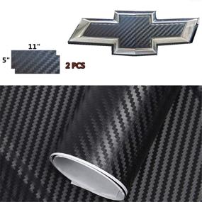 img 3 attached to XYC Compatible with Chevrolet - 2-Piece Carbon Fiber Bowtie Emblem Overlay Sheets for Chevy: Front/Back Vinyl Decal Wrap