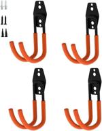 4-pack heavy duty storage hooks - wall mount garage storage utility hooks - garden organizer tool holder u hook with anti-slip coating (set of 4 - orange) logo