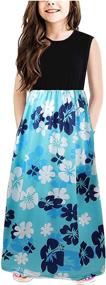 img 4 attached to 🌸 Stunning Timeshow Sleeveless Stitching Bohemian FlowerB Long Girls' Clothing and Dresses for Fabulous Style