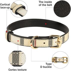 img 2 attached to ANYDERTS Small Dog Collar - Rolled Leather Puppy Collar, Fashionable Checkered Pattern - 🐾 Cat & Dog Accessories, Soft Breathable Genuine Leather - Rust-Proof Alloy for Small to Large Dogs