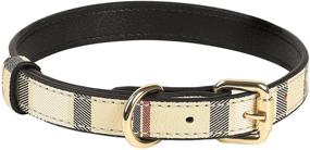 img 4 attached to ANYDERTS Small Dog Collar - Rolled Leather Puppy Collar, Fashionable Checkered Pattern - 🐾 Cat & Dog Accessories, Soft Breathable Genuine Leather - Rust-Proof Alloy for Small to Large Dogs