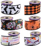 🎃 crafter's square wire edged halloween assorted ribbon pack - 2 1/2 in. x 9 ft (set of 6) logo