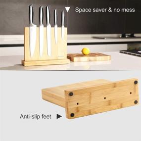 img 2 attached to 🔪 Enhanced Magnetic Knife Block Holder with Bamboo Eco-Friendly Design for Elegant Cutlery Storage and Display