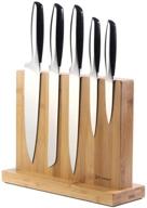 🔪 enhanced magnetic knife block holder with bamboo eco-friendly design for elegant cutlery storage and display logo