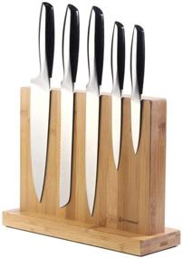 img 4 attached to 🔪 Enhanced Magnetic Knife Block Holder with Bamboo Eco-Friendly Design for Elegant Cutlery Storage and Display