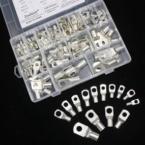 img 1 attached to 🔌 120 Piece Assorted Heavy Duty Wire Lugs Battery Cable Tinned Copper Eyelets Tubular SC Ring Terminals Connectors with Spy Hole Assortment Kit