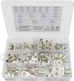 img 4 attached to 🔌 120 Piece Assorted Heavy Duty Wire Lugs Battery Cable Tinned Copper Eyelets Tubular SC Ring Terminals Connectors with Spy Hole Assortment Kit