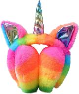 🦄 luckybunny women kids girls cute unicorn earmuffs: stay cozy with foldable windproof ear warmers for winter, indoors, and outdoors logo