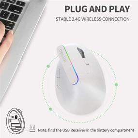 img 2 attached to DELUX 2.4G Wireless Vertical Mouse - Ergonomic Optical Design, 1600DPI, 6 Buttons, Reduce Hand & Wrist Pressure - M618C-White