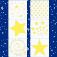 🌟 reusable star stencil kit - 6-piece assorted star patterns in various sizes with metal open ring for painting on tile, walls, home decor, paper, and fabric logo