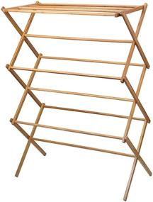 img 2 attached to 👕 Bamboo Wooden Clothes Drying Rack - Heavy Duty Cloth Drying Stand by Home-it