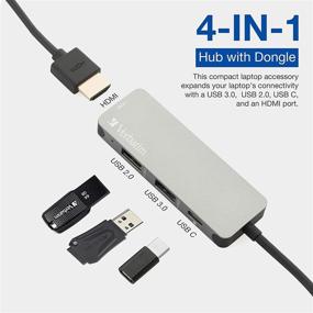 img 3 attached to 🔌 Enhance Connectivity: Verbatim 4-in-1 USB C Hub Adapter with 4K HDMI, 60W Power Delivery, USB 3.0, USB 2.0 for USB C Laptops