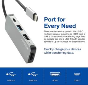 img 1 attached to 🔌 Enhance Connectivity: Verbatim 4-in-1 USB C Hub Adapter with 4K HDMI, 60W Power Delivery, USB 3.0, USB 2.0 for USB C Laptops