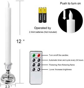 img 3 attached to 🕯️ DRomance Set of 6 White Flameless Taper Candles with Remote and Timer - Battery Operated LED Flickering Candles for Home, Birthday, Wedding - Includes Holder