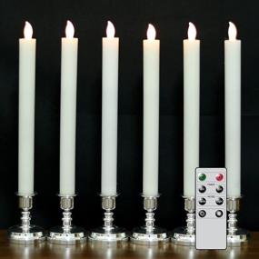 img 4 attached to 🕯️ DRomance Set of 6 White Flameless Taper Candles with Remote and Timer - Battery Operated LED Flickering Candles for Home, Birthday, Wedding - Includes Holder