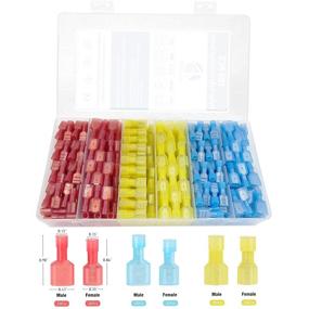 img 4 attached to ⚡️ Amlits Nylon Spade Quick Disconnect Connectors Kit: 100 PCS, Fully Insulated Male & Female Electrical Crimp Cold-Pressed Wire Terminals Assortment
