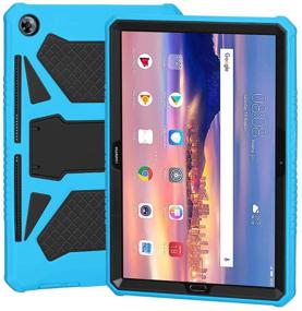 img 3 attached to 📱 Foluu Heavy Duty Ultra Hybrid Silicone+PC Bumper Protective Case for Huawei MediaPad M5/M5 Pro 10.8" 2018 - Shockproof Cover with Kickstand (Blue+Black)