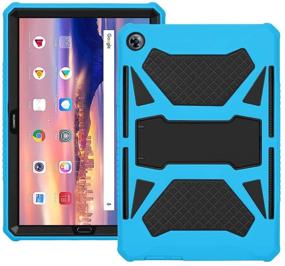 img 4 attached to 📱 Foluu Heavy Duty Ultra Hybrid Silicone+PC Bumper Protective Case for Huawei MediaPad M5/M5 Pro 10.8" 2018 - Shockproof Cover with Kickstand (Blue+Black)