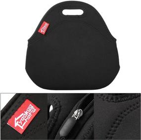img 1 attached to 🥪 Insulated Neoprene Lunch Bag - Reusable Thermal Lunchbox with Zipper, Ideal for Adults, Kids, Nurse, Teacher, Work, Outdoor Travel, Picnic - Black