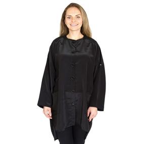 img 3 attached to 👩 Black Hair Stylist Smock - Stylist Tunic with Roll Sleeves and Pockets - Salon Smock for Women - Hairdresser Jacket - Esthetician Uniform (Regular Size)