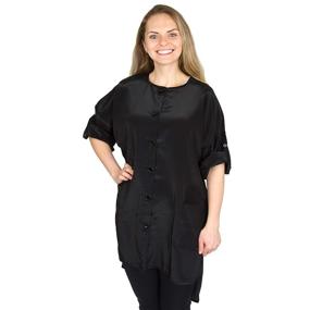 img 4 attached to 👩 Black Hair Stylist Smock - Stylist Tunic with Roll Sleeves and Pockets - Salon Smock for Women - Hairdresser Jacket - Esthetician Uniform (Regular Size)