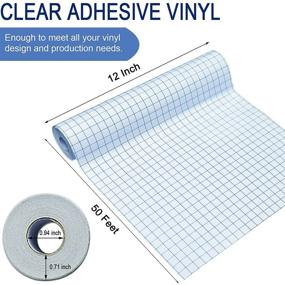 img 3 attached to 12x50 ft Clear Vinyl Transfer Tape with Blue Alignment Grid - Medium Tack for Self-Adhesive Vinyl Signs | Application Transfer Paper Roll for Silhouette Cameo, Decals, Stickers, Windows