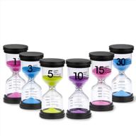 classroom and kids' sand timer set - large plastic hourglass timers for visual learning - pack of 6 sand clocks with toothbrush design for toddlers logo