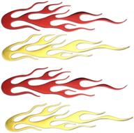 🔥 flame decals 4-pack: realistic red and yellow flame stickers for car and motorcycle decoration, 2.36x7.87inch logo