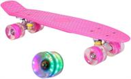 🛹 cool cruiser skateboard for girls: led light-up wheels, 22 inch complete skateboard for kids, teens, beginners with carrying bag logo