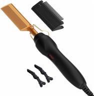 🔥 upgraded hot comb electric hair straightener, straightening comb with anti-scald technology, professional high heat hair straightener brush iron pressing comb gifts for women/men (golden) - enhanced seo logo