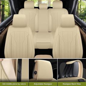 img 1 attached to 🚗 AOOG Leather Car Seat Covers: Ultimate Protection for Auto Interiors - Full Set