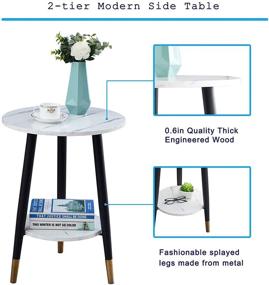img 1 attached to Urraca Table，White Table，2 Tier Nightstand Shelf，18