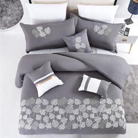 img 3 attached to 💎 Luxury Hotel Quality King Comforter Set - 7-Piece Embroidered Comforters Set with Super Soft, Thick, Warm, and Exquisite Craftsmanship - Grey Embroidery