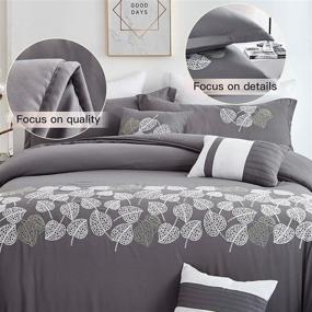 img 1 attached to 💎 Luxury Hotel Quality King Comforter Set - 7-Piece Embroidered Comforters Set with Super Soft, Thick, Warm, and Exquisite Craftsmanship - Grey Embroidery