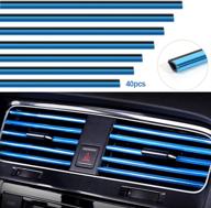 40-pc car air conditioner vent outlet trim strips, pvc u-shape car interior moulding strip line, diy decoration for straight air vent outlet | shiny blue accessories for all cars logo