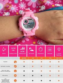 img 3 attached to Digital Sports 7 Color Flashing Waterproof Girls' Watches