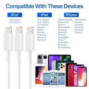 img 3 attached to 🔌 High-Speed iPhone Charger AUNC 3PACK 6 Feet Long Lightning to USB Charging Cable Sync Cable Compatible with iPhone 11/XS Max/X/8/7/Plus/6S/6/SE/5S iPad...