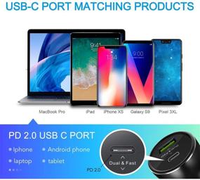 img 1 attached to 🚗 18W Fast Car Charger USB C, VOLPORT Rapid USB PD Car Charger Adapter with Quick Charging 3.0 Compatible with Samsung & Type C Port - iPhone SE 2020, iPhone 11 Pro Max, XS Max, XR, X, 8 Plus, Google Pixel 4