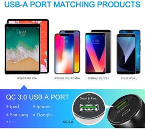 img 2 attached to 🚗 18W Fast Car Charger USB C, VOLPORT Rapid USB PD Car Charger Adapter with Quick Charging 3.0 Compatible with Samsung & Type C Port - iPhone SE 2020, iPhone 11 Pro Max, XS Max, XR, X, 8 Plus, Google Pixel 4